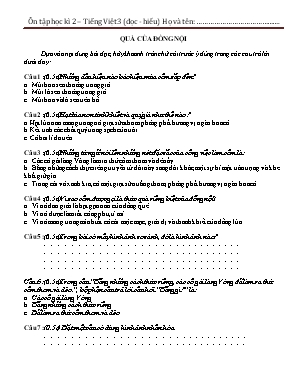 Đề ôn tập học kì II môn Tiếng việt lớp 3